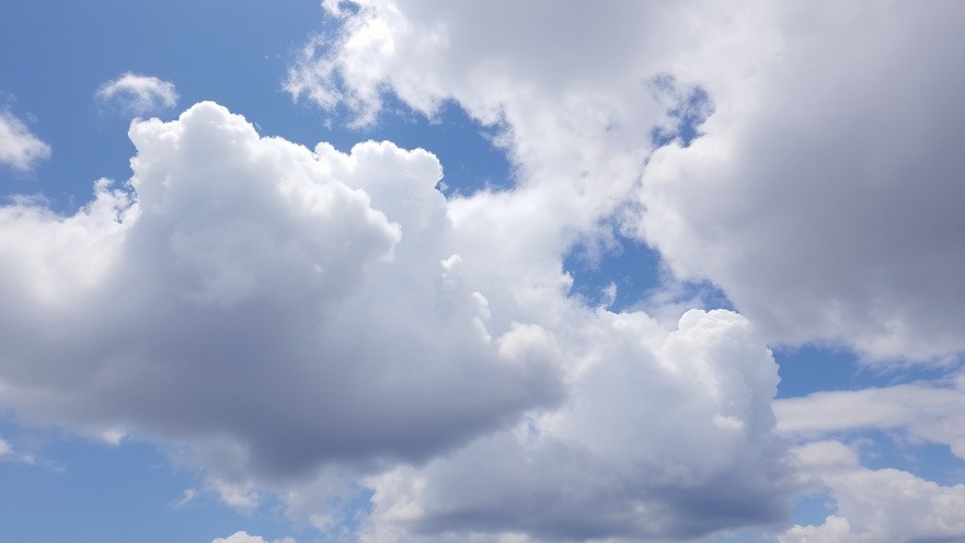 Partly cloudy skies reflecting Austin flood news and local weather alerts.
