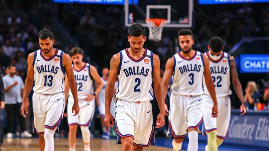 Disappointed Dallas Mavericks in white uniforms leaving the court after the game.