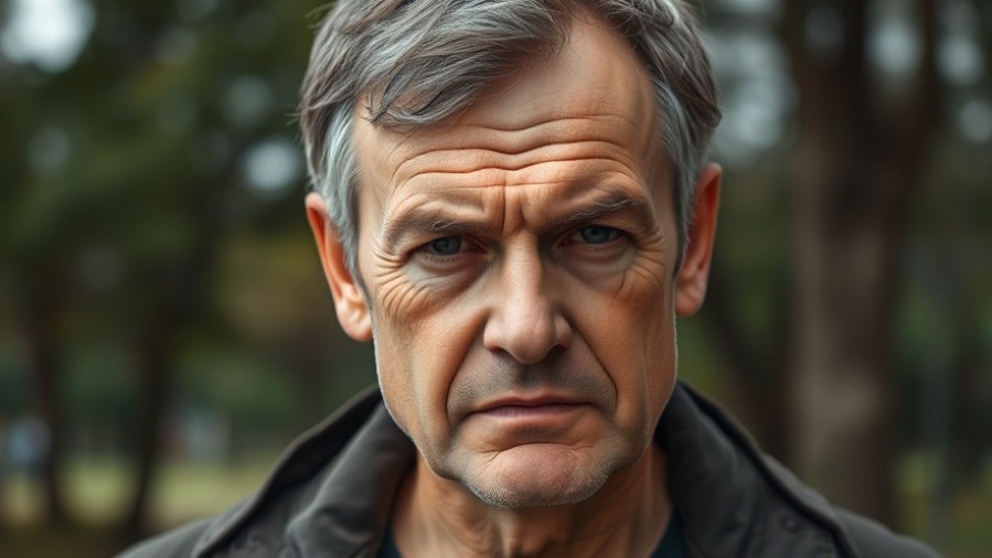 Middle-aged man with a negative expression in a photorealistic portrait related to Texas crime updates.