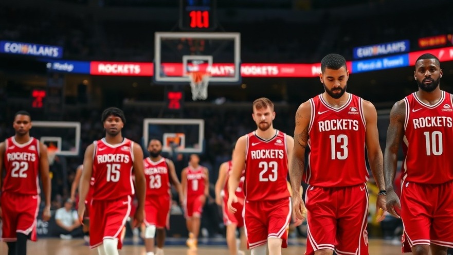 Houston Rockets in red uniforms leaving court, reflecting latest NBA game recap.