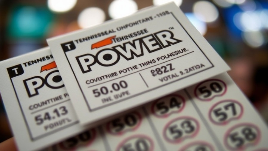 Close-up of Tennessee Power lottery tickets, showcasing Arkansas Powerball win details.