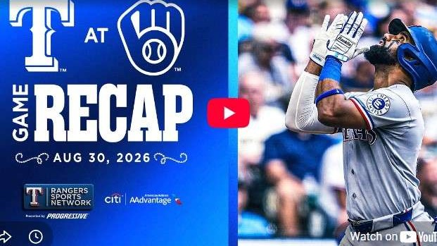 Rangers vs Brewers Game Recap, player celebration