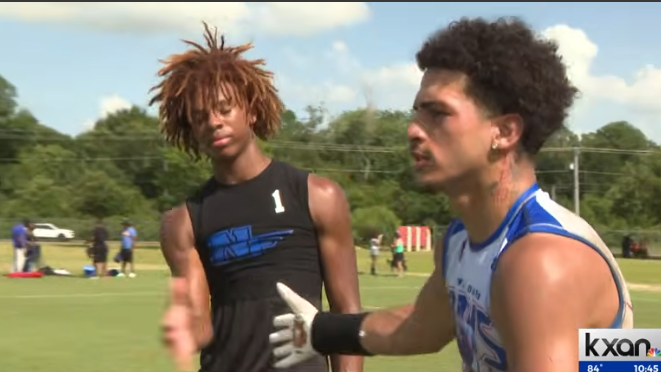 Austin news sports event with a football player in action