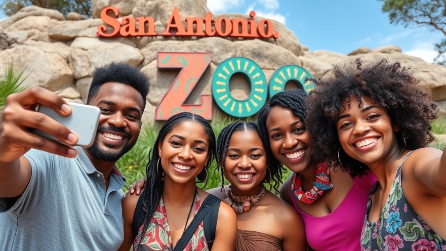 Diverse family smiling at San Antonio Zoo during summer activities in San Antonio.