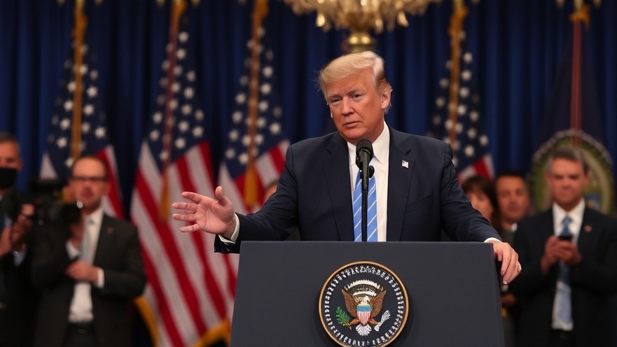 Trump at a news conference discussing the latest breaking news on military objectives.