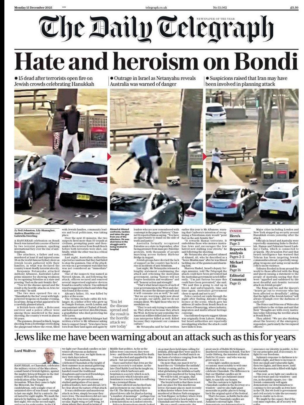 Two Arab men with rifles at Bondi Beach, highlighting rise in antisemitism.