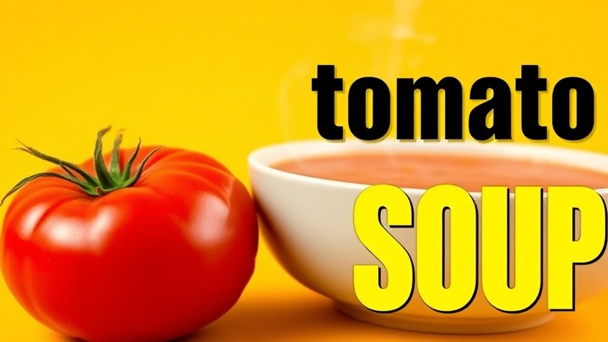Vibrant tomato with soup on yellow, showcasing healthy aging nutrition and longevity diet.