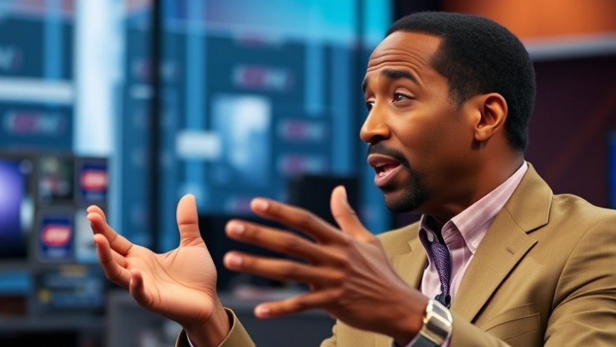 Stephen A. Smith animatedly engages in sports commentary, showcasing Dallas sports fans' passion.
