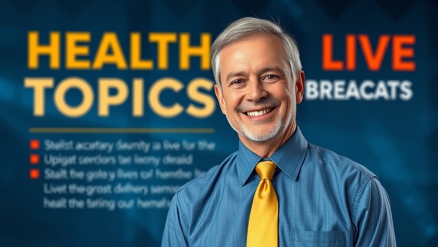 Confident man promoting nutrition for seniors against a dark blue backdrop.