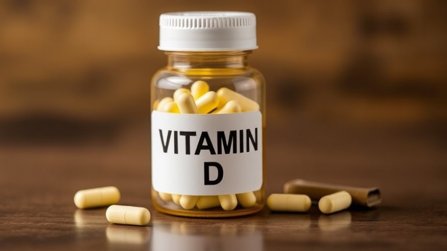 Vitamin D pill bottle for joint health and arthritis management.
