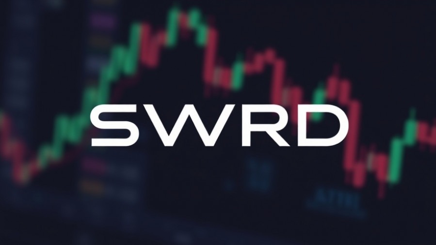 Elegant SWRD logo on a stock market background, symbolizing governance in finance.