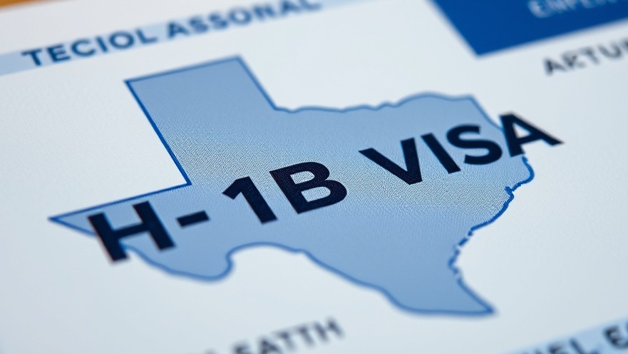 Close-up of H-1B visa document with Texas outline, highlighting immigration policies.