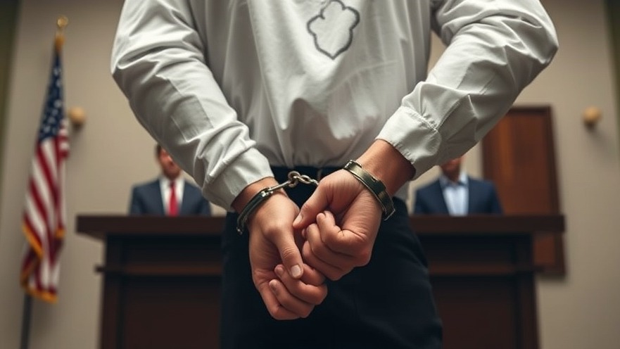 Handcuffed male prisoner in court, highlighting local crime trends and public safety in Austin news.