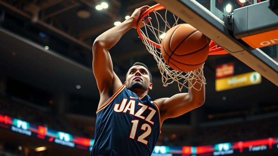 JAZZ player mid-dunk showcasing unforgettable NBA moments and thrilling plays.
