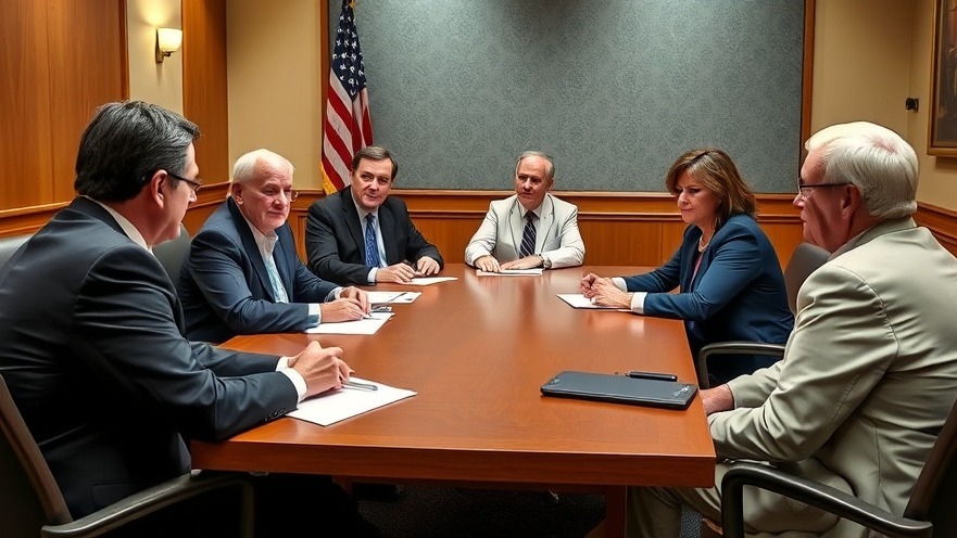 Meeting of state senators discussing Texas disaster response and flood management.