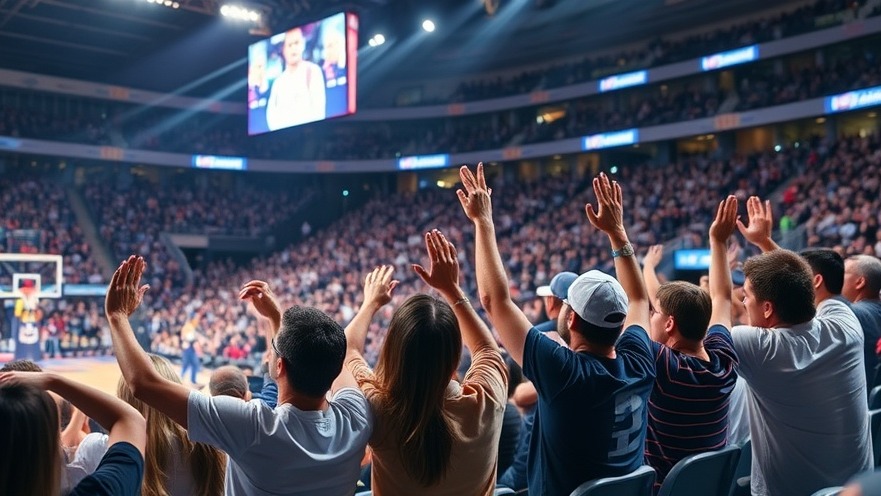 Cheering fans in arena during Austin sports news NBA game recap.