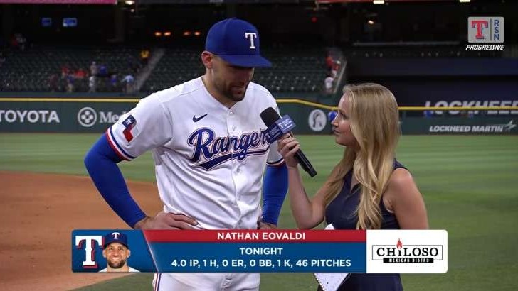 Nathan Eovaldi performance interview on baseball field