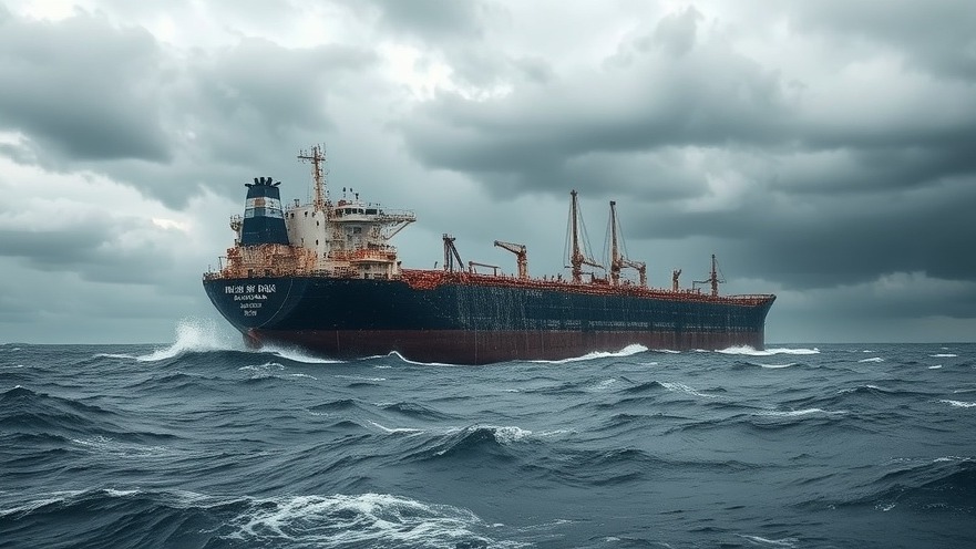 Damaged oil tanker amidst turbulent sea, highlighting geopolitical tensions and fuel impact.