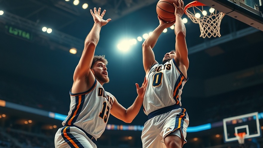 Intense Timberwolves vs Nuggets playoff action with players leaping for glory.