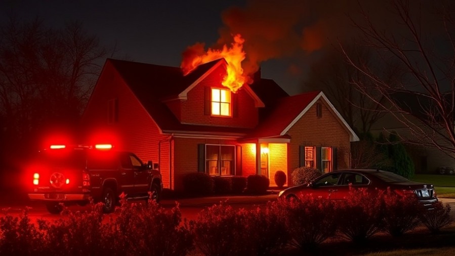 Suburban house fire at night highlighting firefighter safety risks in Harris County