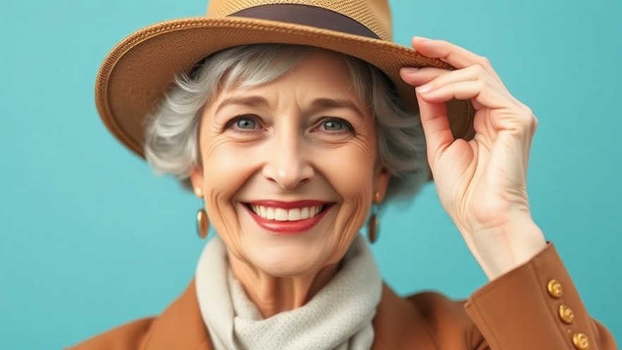Confident older woman adjusting her hat, promoting sickle cell disease awareness.