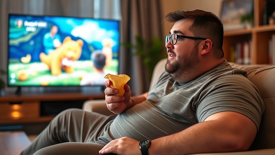 Middle-aged man discussing sedentary lifestyle and heart health on camera.
