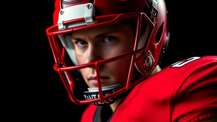 Close-up of Texas Tech football player showcasing defensive strategy for the Big 12 championship.