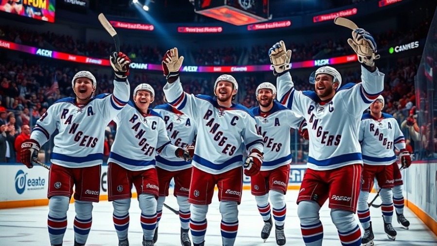 NY Rangers celebrate NHL Rangers victory with Cuylle heroics, vibrant cinematic photo.