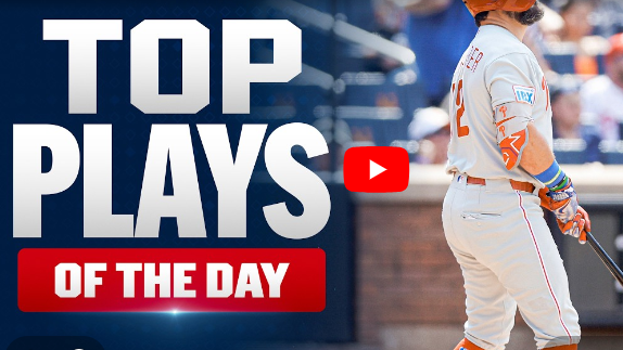 Baseball player highlights during game, featuring top plays.