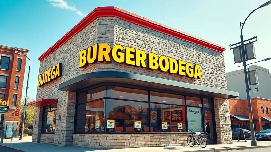 Lifelike exterior of Burger Bodega in Houston, showcasing vibrant signage and urban appeal.
