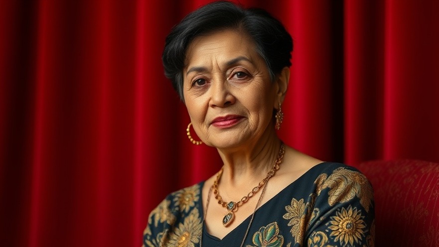 Elegant older Hispanic woman in warm lighting, reflecting national news themes.