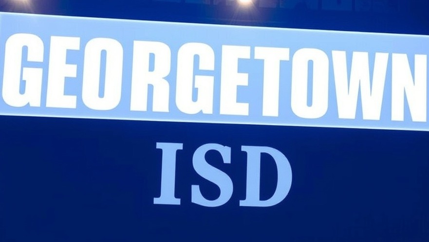 Georgetown school news graphic featuring the 'Georgetown ISD' logo with a vibrant blue background.