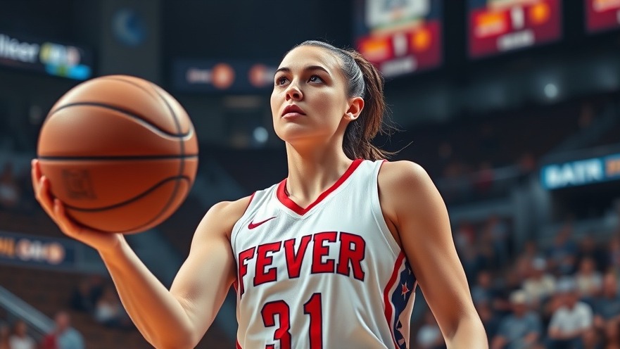 Caitlin Clark in Fever jersey, focused on free throw, supported by LeBron James.