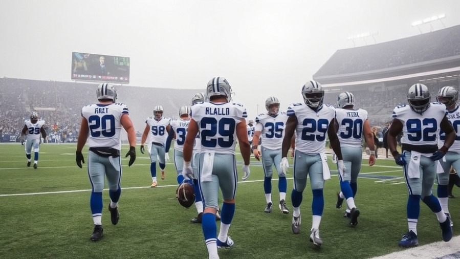 Dejected Dallas Cowboys players leaving the field during a disappointing season recap.