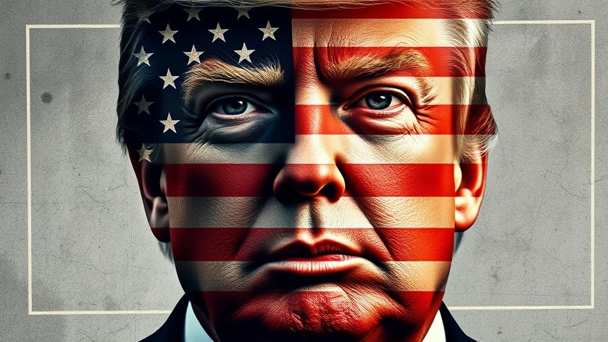 Abstract artwork of Trump's face with American flag, capturing breaking US news.