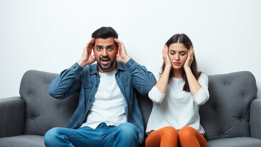 Couple overwhelmed by Texas current events, covering ears in distress.