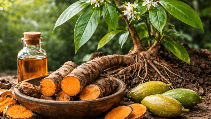 Media interview scene with two men in suits by a fire truck, discussing Texas ibogaine research.