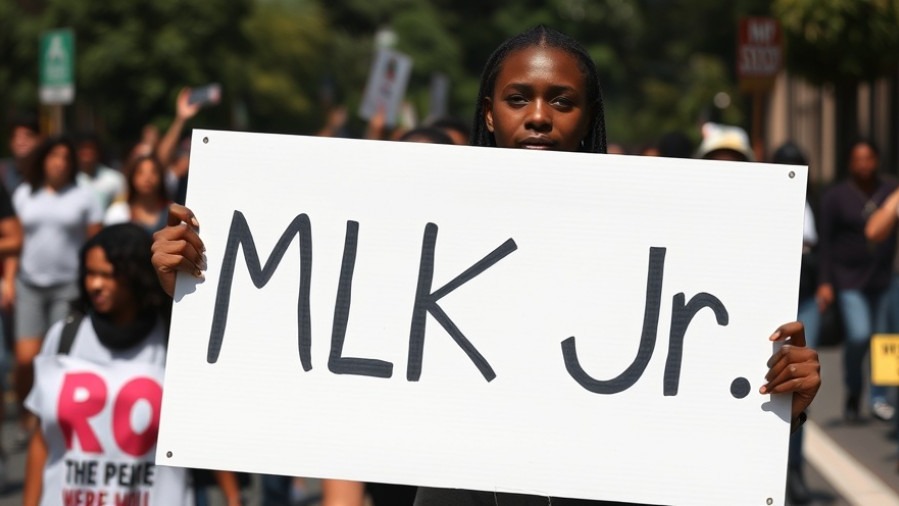 Peaceful marchers hold 'MLK Jr.' sign during winter weather San Antonio preparations.