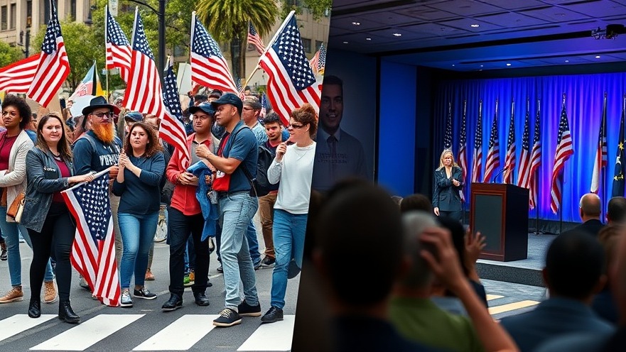 Diverse demonstrators at a public gathering expressing community in national political news.
