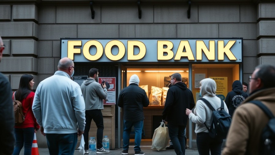 People outside a food bank highlighting the government shutdown impact on SNAP funding laws.