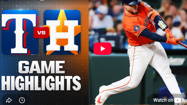 Astros vs. Rangers highlights, player powerfully swinging bat