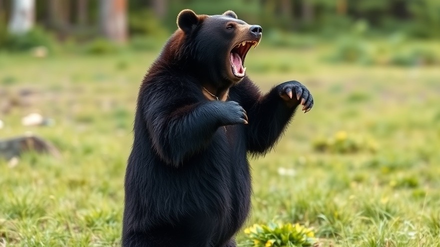 Menacing black bear on hind legs, showcasing personal technology trends in San Antonio.