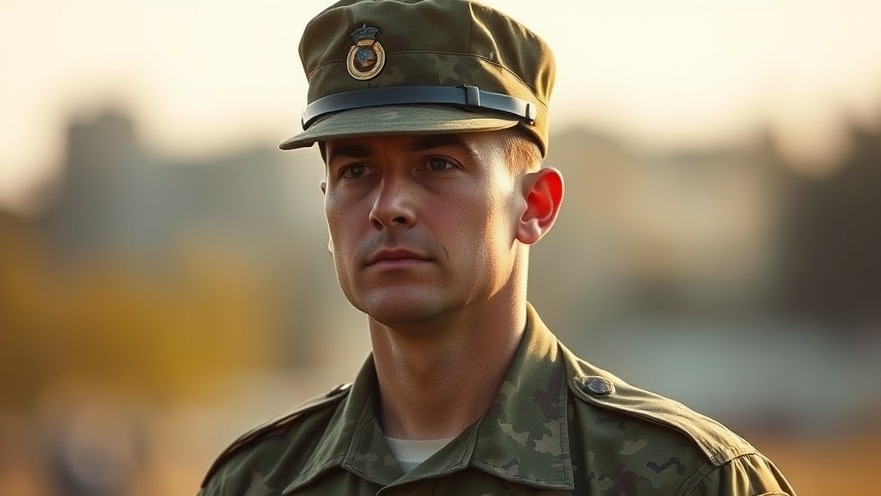 Solemn U.S. Army sergeant in uniform reflects military bravery and US military honors.