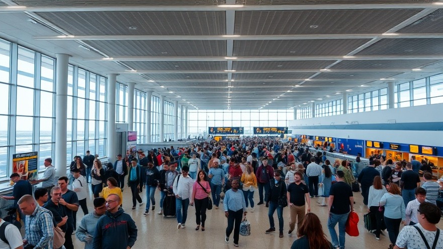 Crowded airport terminal capturing the latest Houston news today.
