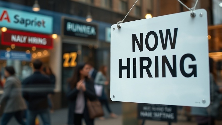 Now Hiring sign reflecting San Antonio business news in a bustling urban setting