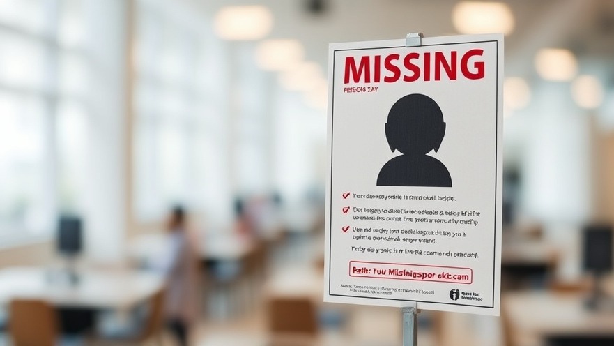 Modern flyer for Missing Persons Day, highlighting San Antonio community news.