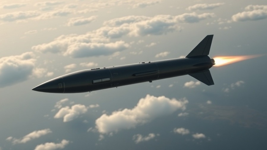 Tomahawk cruise missile in flight, highlighting Trump news on Ukraine military support.