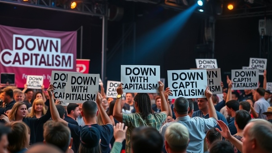 Dynamic campaign rally showcasing Democratic party trends with vibrant signs and audience engagement.