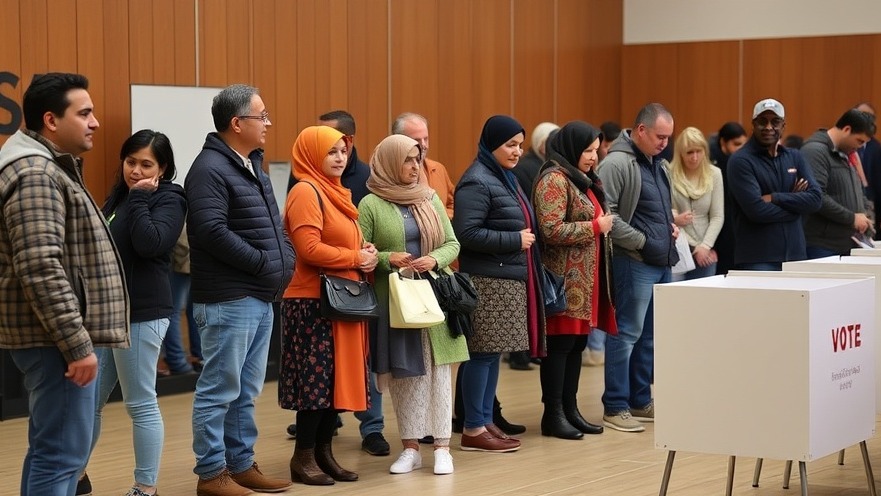 Immigrants in line exercising voting rights for noncitizens in local elections.