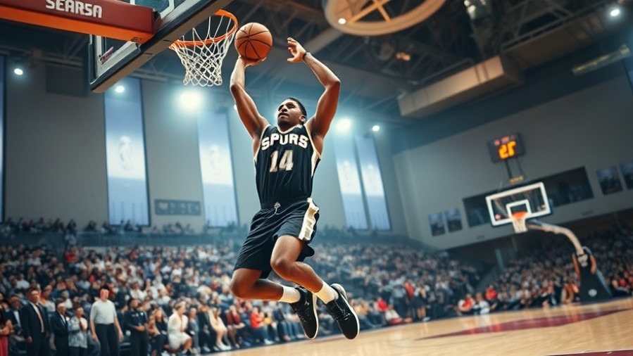 Dynamic San Antonio Spurs player scores in intense NBA updates scene.